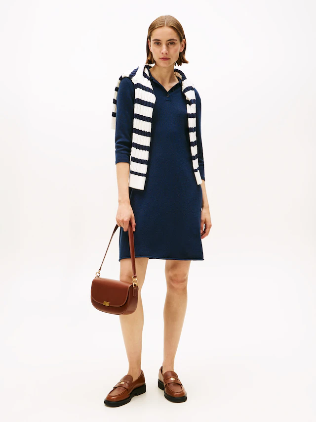 Tommy Hilfiger Strickkleid »SOFT WOOL HALF SL F&F POLO DRESS« aus reiner Wolle