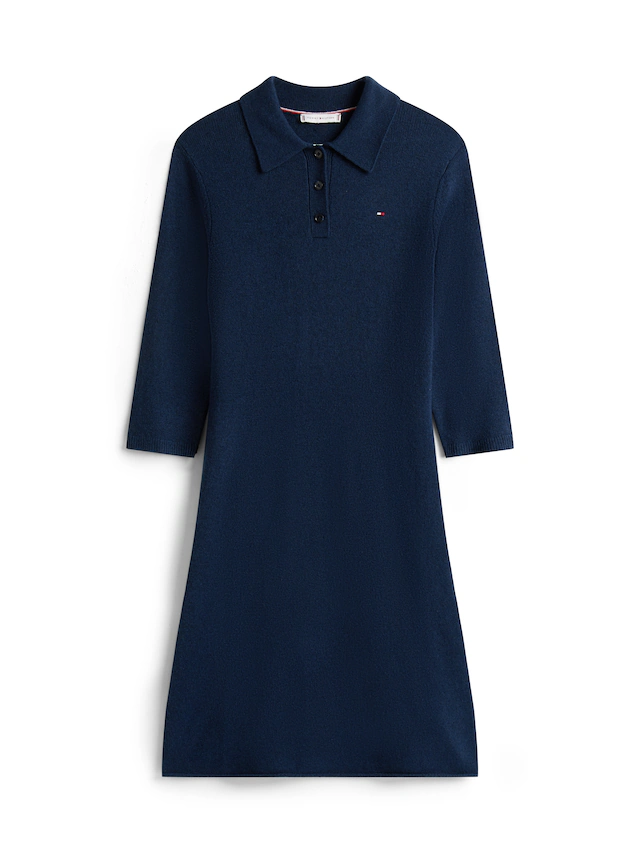 Tommy Hilfiger Strickkleid »SOFT WOOL HALF SL F&F POLO DRESS« aus reiner Wolle