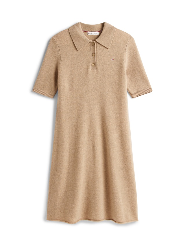 Tommy Hilfiger Strickkleid »SOFT WOOL HALF SL F&F POLO DRESS« aus reiner Wolle