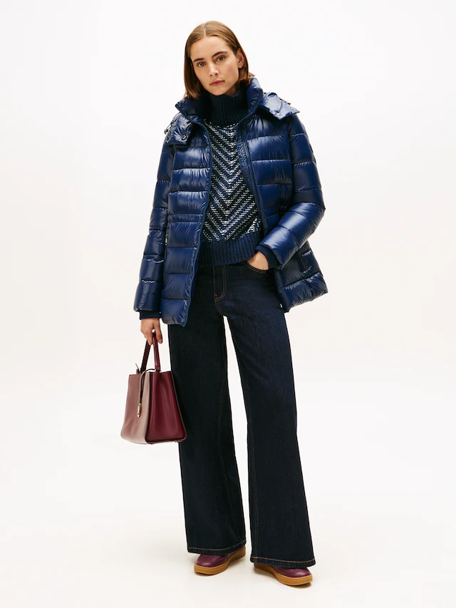 Tommy Hilfiger Steppmantel »GLOSS HW DOWN WAIST REG COAT« in leicht glänzender Optik