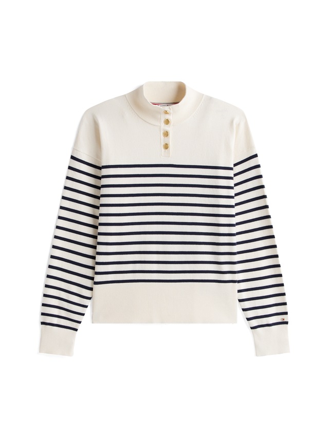 Tommy Hilfiger Strickpullover »CO JERSEY GOLD BTN MOCK-NK SWT« mit goldfarbenen Knöpfen