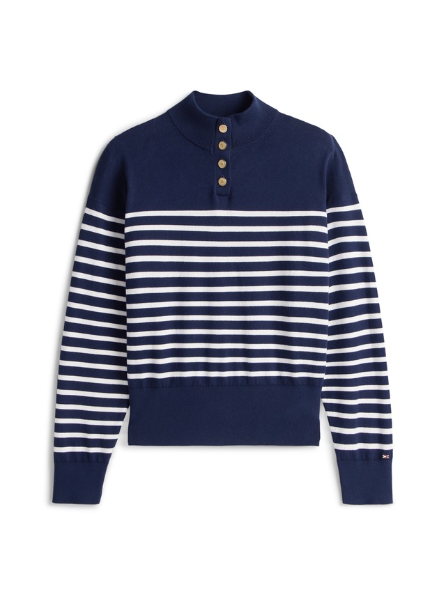 Tommy Hilfiger Strickpullover »CO JERSEY GOLD BTN MOCK-NK SWT« mit goldfarbenen Knöpfen