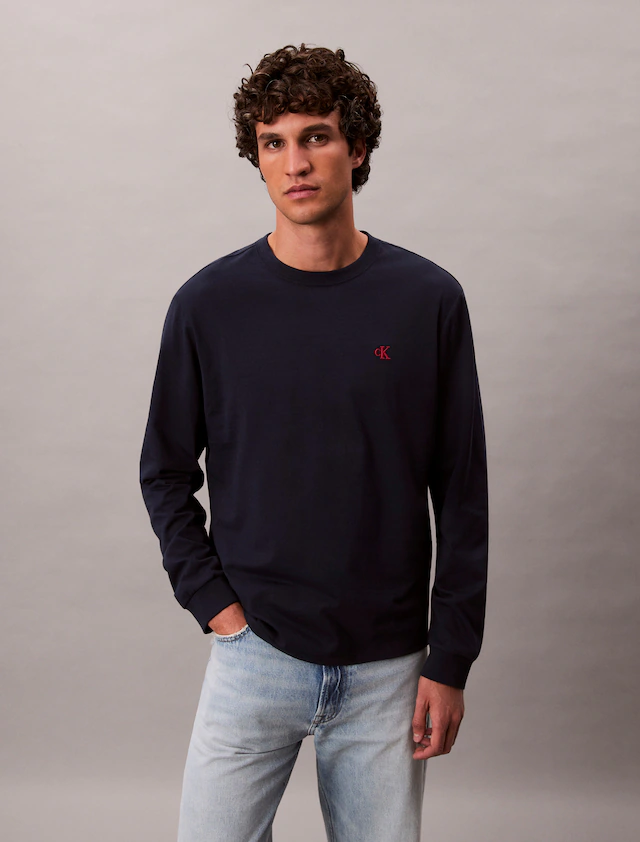 Calvin Klein Jeans Langarmshirt »LS EASY MONOGRAM TEE« Mit Rundhalsausschnitt, regular fit