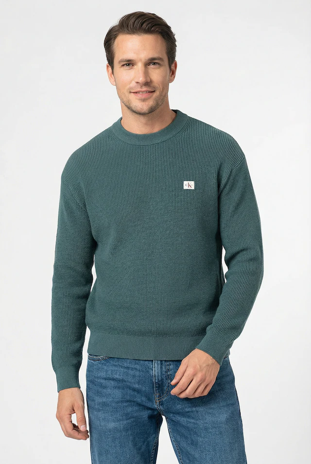 Calvin Klein Jeans Rundhalspullover »LS EZ COTTON WAFFLE CRWNK SWTR 9« Rundhalsausschnitt, regular fit