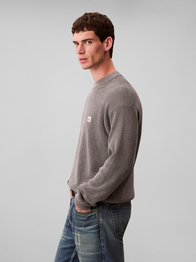 Calvin Klein Jeans Rundhalspullover »LS EZ COTTON WAFFLE CRWNK SWTR 9« Rundhalsausschnitt, regular fit