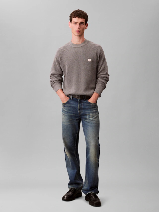 Calvin Klein Jeans Rundhalspullover »LS EZ COTTON WAFFLE CRWNK SWTR 9« Rundhalsausschnitt, regular fit