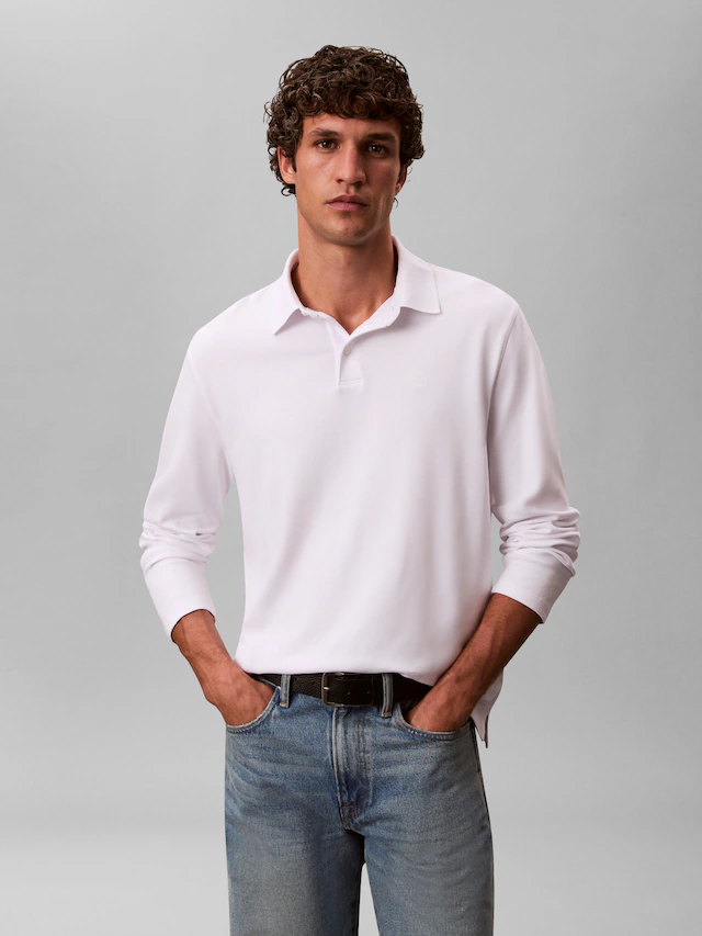 Calvin Klein Langarm-Poloshirt »LS SUPIMA COTTON SOLID POLO« regular fit mit Rundhalsausschnitt