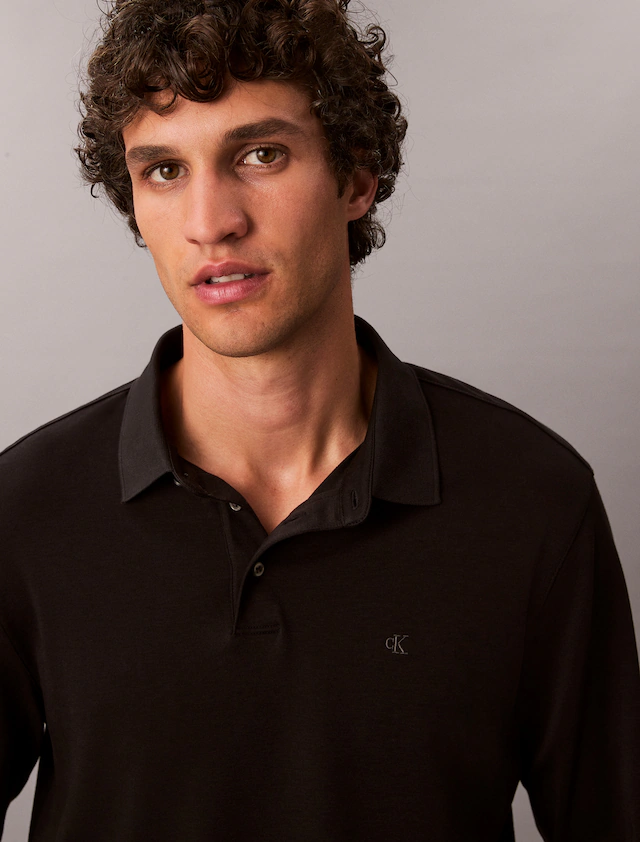 Calvin Klein Langarm-Poloshirt »LS SUPIMA COTTON SOLID POLO« regular fit mit Rundhalsausschnitt