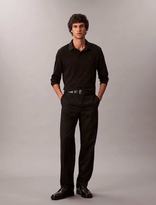 Calvin Klein Langarm-Poloshirt »LS SUPIMA COTTON SOLID POLO« regular fit mit Rundhalsausschnitt