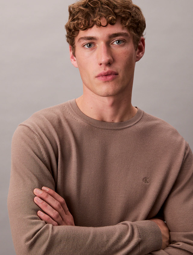 Calvin Klein Strickpullover »LS 100% MERINO CREW 14GG« Mit Rundhalsausschnitt, regular fit