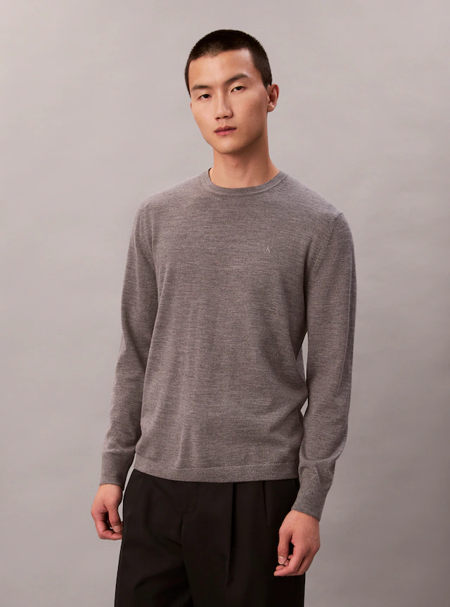 Calvin Klein Strickpullover »LS 100% MERINO CREW 14GG« Mit Rundhalsausschnitt, regular fit
