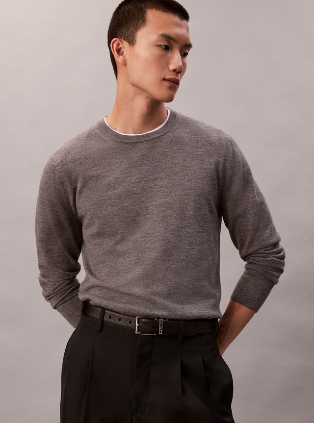 Calvin Klein Strickpullover »LS 100% MERINO CREW 14GG« Mit Rundhalsausschnitt, regular fit