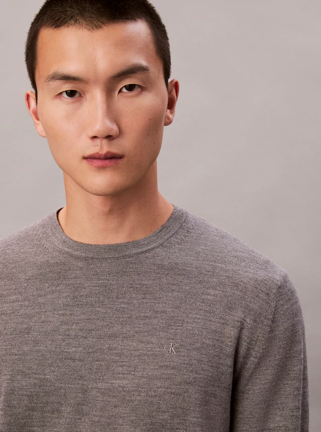 Calvin Klein Strickpullover »LS 100% MERINO CREW 14GG« Mit Rundhalsausschnitt, regular fit