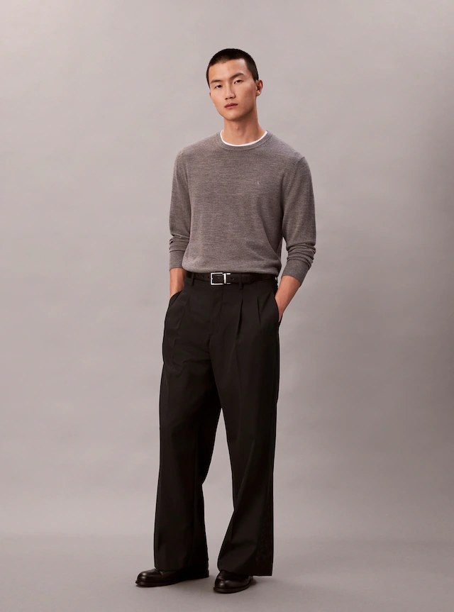 Calvin Klein Strickpullover »LS 100% MERINO CREW 14GG« Mit Rundhalsausschnitt, regular fit