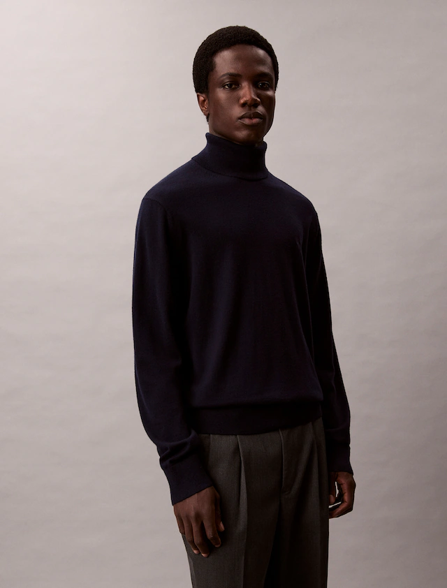 Calvin Klein Rollkragenpullover »LS 100% MERINO T-NECK 14GG« Mit Rundhalsausschnitt, regular fit
