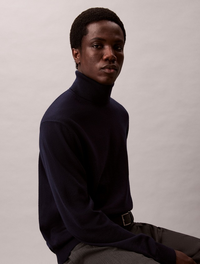 Calvin Klein Rollkragenpullover »LS 100% MERINO T-NECK 14GG« Mit Rundhalsausschnitt, regular fit