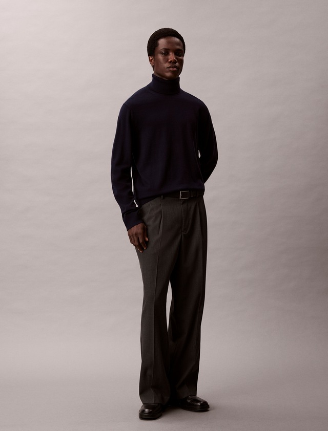 Calvin Klein Rollkragenpullover »LS 100% MERINO T-NECK 14GG« Mit Rundhalsausschnitt, regular fit