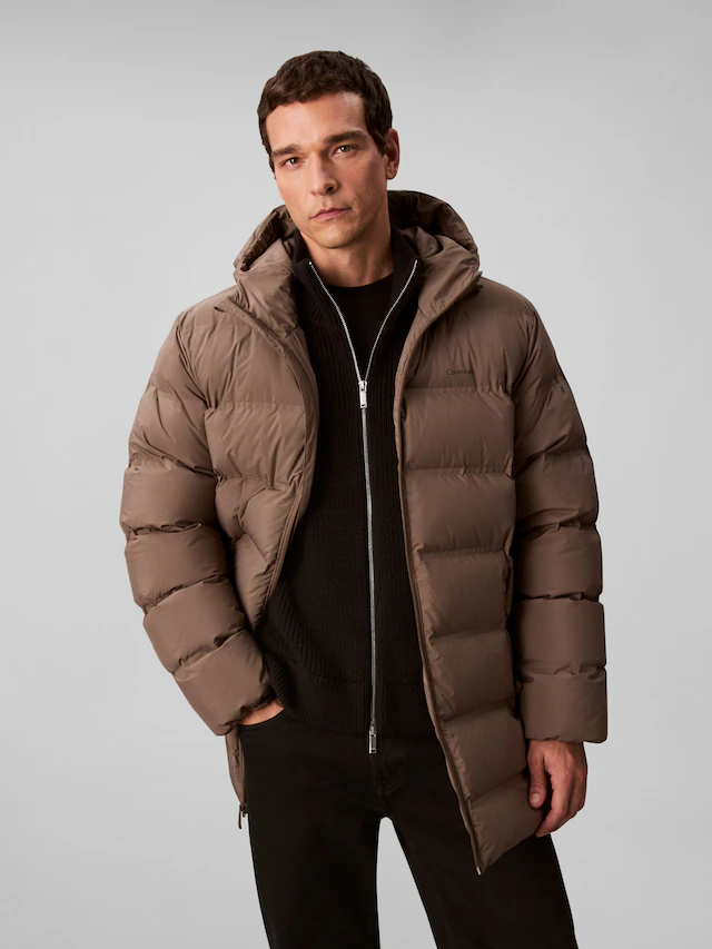 Calvin Klein Steppmantel »LS BONDED CHNNLD LONG HOODED PUF« Mit Rundhalsausschnitt, regular fit