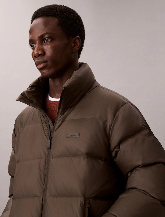 Calvin Klein Steppjacke »LS MDWT NYLON CHNNL DOWN PUFFER« ohne Kapuze Mit Rundhalsaussschnitt, regular fit