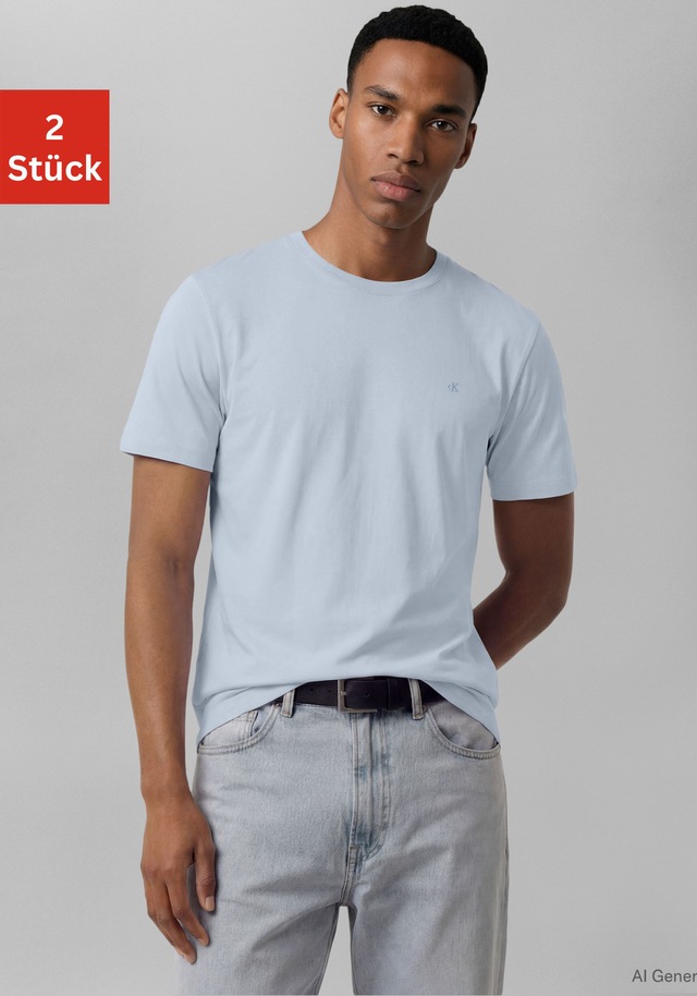 Calvin Klein T-Shirt »2 Pack SS STRETCH COTTON SLIM TEE« Packung, 2 Rundhalsausschnitt, slim fit