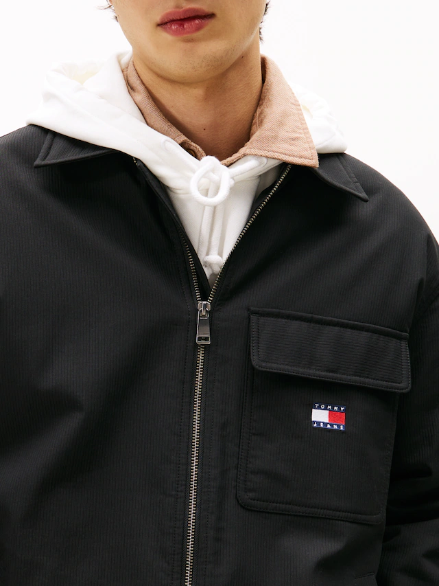 Tommy Jeans Hemdjacke »TJM PADDED TECH CORD« ohne Kapuze Overshirt, lockere Form, wattiert