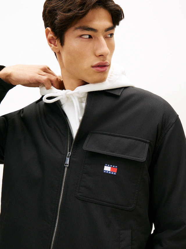 Tommy Jeans Hemdjacke »TJM PADDED TECH CORD« ohne Kapuze Overshirt, lockere Form, wattiert