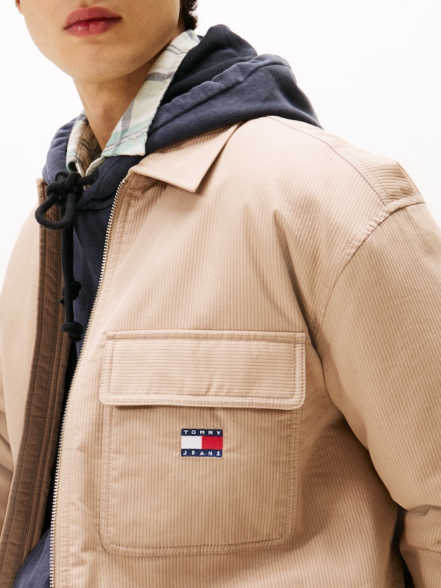 Tommy Jeans Hemdjacke »TJM PADDED TECH CORD« ohne Kapuze Overshirt, lockere Form, wattiert