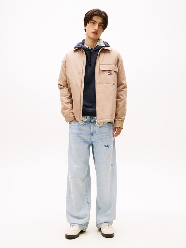 Tommy Jeans Hemdjacke »TJM PADDED TECH CORD« ohne Kapuze Overshirt, lockere Form, wattiert