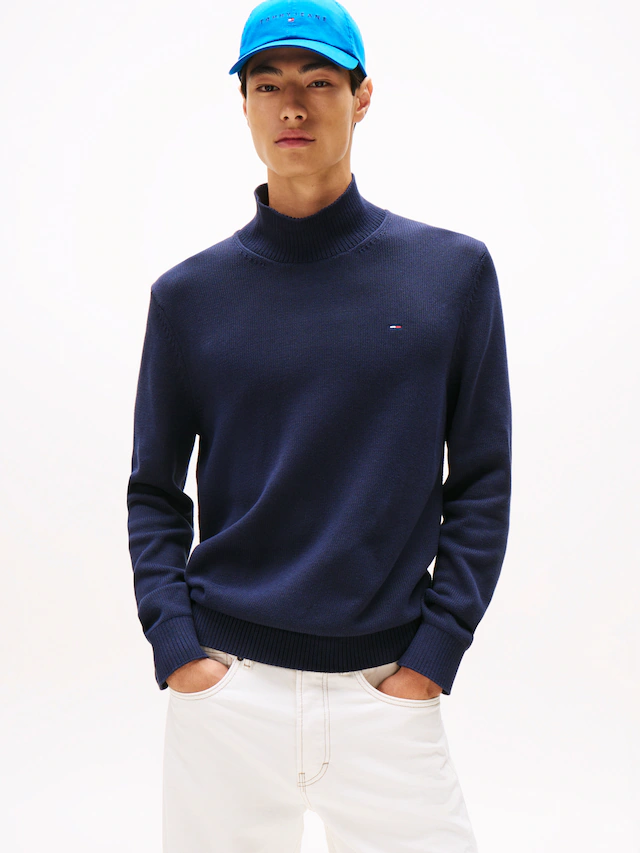 Tommy Jeans Rollkragenpullover »TJM SLIM FIT ROLL NECK« mit Mock Neck, Strickpullover 100% Baumwolle Pflegeleicht