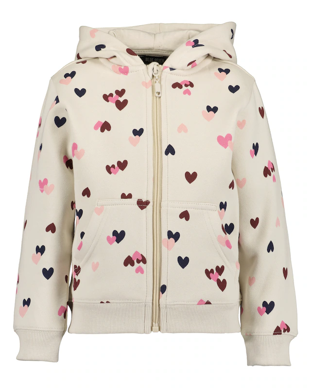 Blue Seven Kapuzensweatjacke mit Kängurutasche und tollem Schmetterlings-Alloverdruck