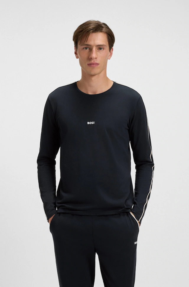 BOSS Longsleeve »Unique« bequemes Langarmshirt mit Kontrastnaht am Ärmel