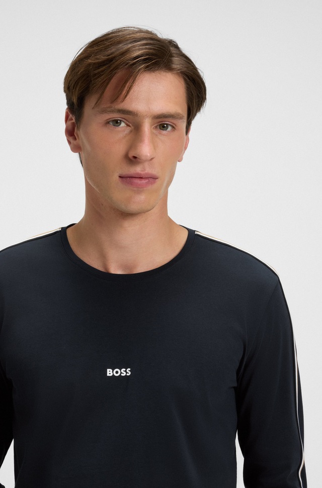 BOSS Longsleeve »Unique« bequemes Langarmshirt mit Kontrastnaht am Ärmel