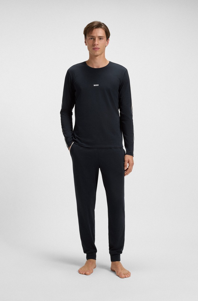 BOSS Longsleeve »Unique« bequemes Langarmshirt mit Kontrastnaht am Ärmel