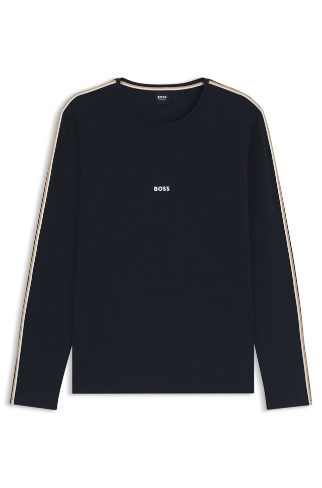 BOSS Longsleeve »Unique« bequemes Langarmshirt mit Kontrastnaht am Ärmel