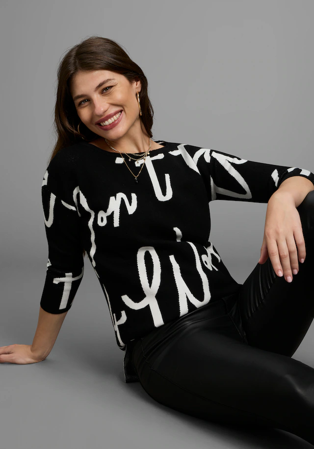Laura Scott Jacquardpullover Strickpullover mit femininem Lettering