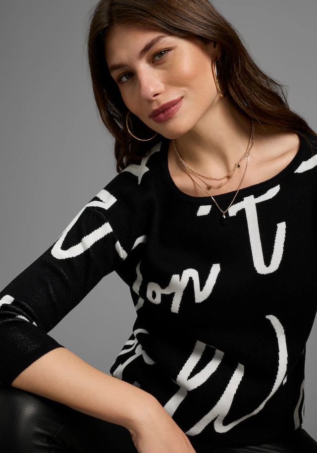 Laura Scott Jacquardpullover Strickpullover mit femininem Lettering