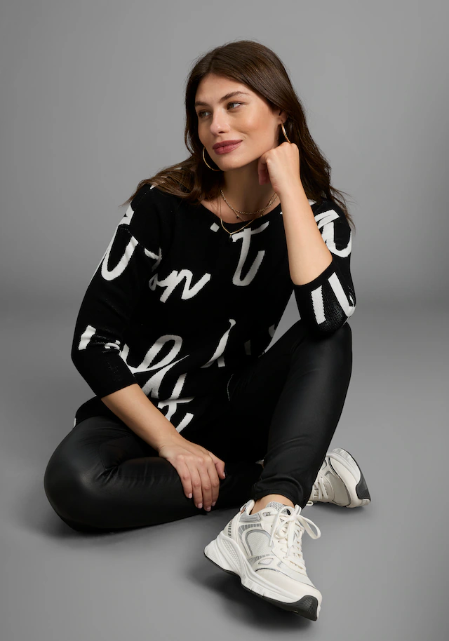 Laura Scott Jacquardpullover Strickpullover mit femininem Lettering