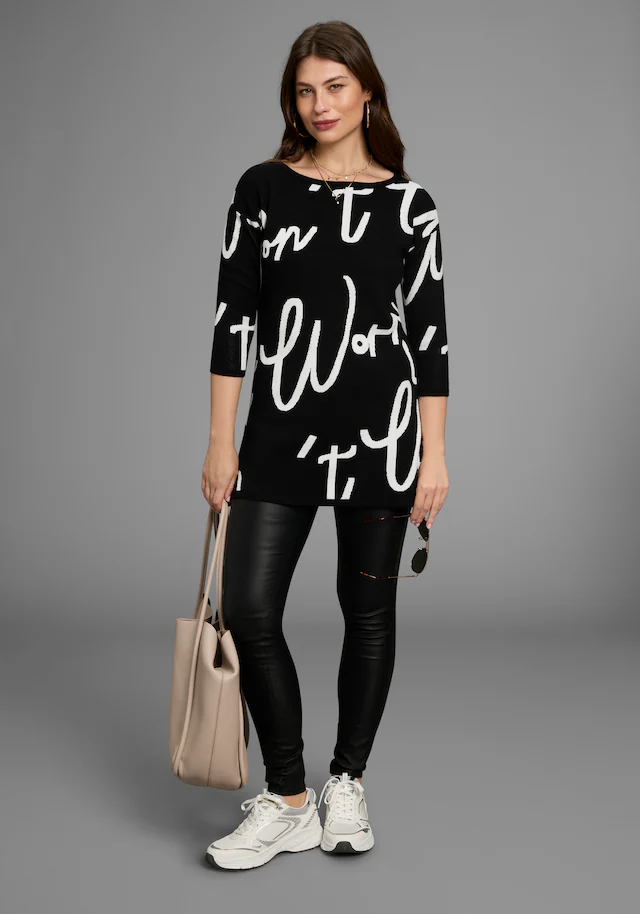 Laura Scott Jacquardpullover Strickpullover mit femininem Lettering