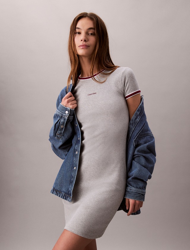 Calvin Klein Jeans Skaterkleid »SS COLOR BLOCK COTTON RIB BABY T« Ohne Tasche Mit Rundhalsausschnitt, regular fit