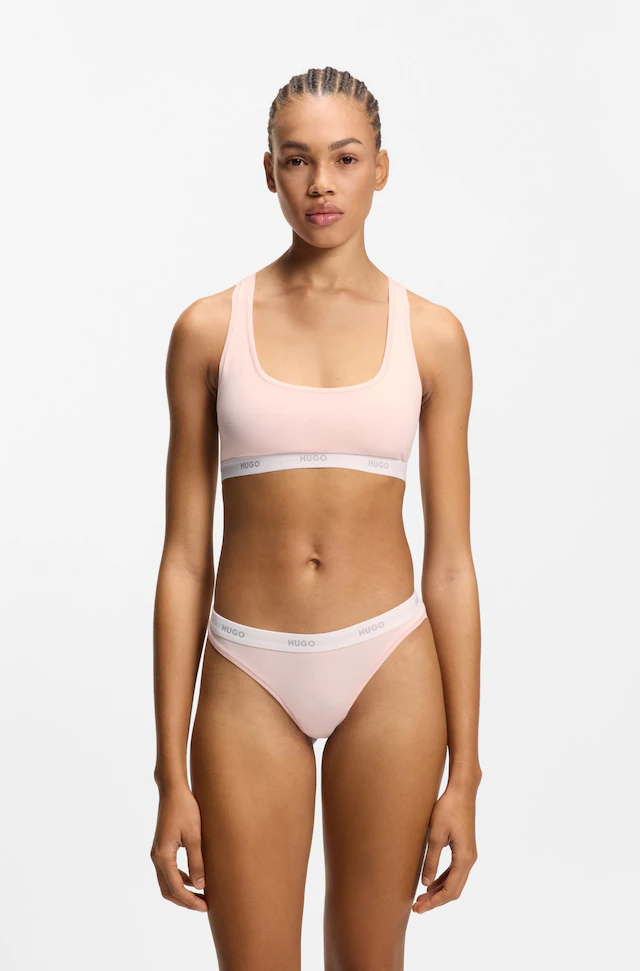 HUGO Underwear String »ID« aus Stretch-Baumwolle mit Logos am Bund
