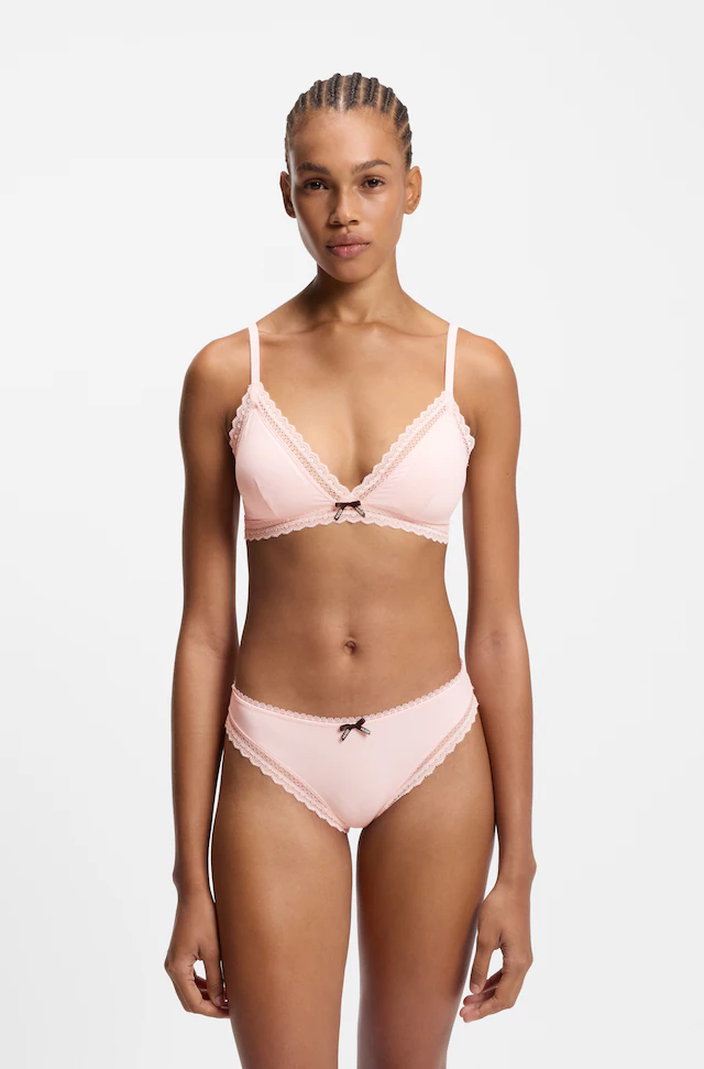 HUGO Underwear Slip mit Spitzenbesatz, mittlere Bundhöhe, Microfaserqualität