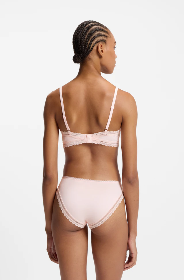 HUGO Underwear Slip mit Spitzenbesatz, mittlere Bundhöhe, Microfaserqualität
