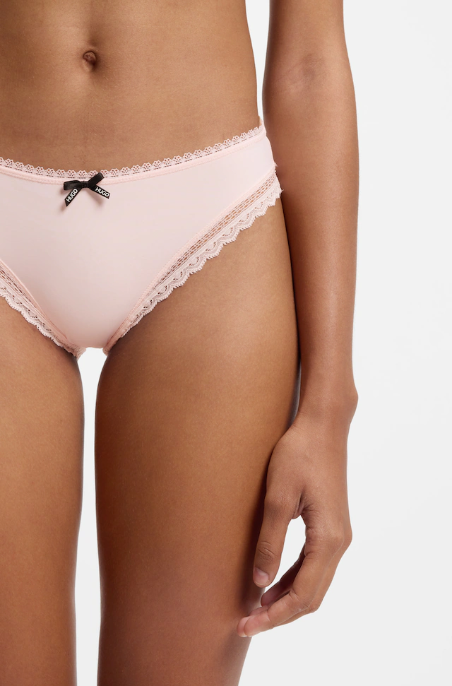 HUGO Underwear Slip mit Spitzenbesatz, mittlere Bundhöhe, Microfaserqualität