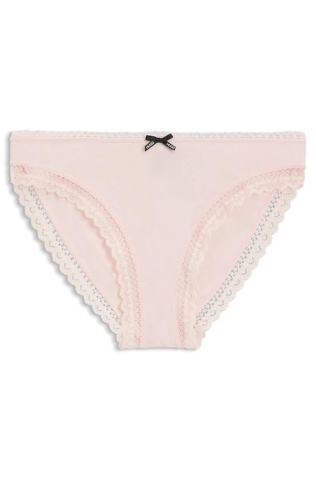 HUGO Underwear Slip mit Spitzenbesatz, mittlere Bundhöhe, Microfaserqualität