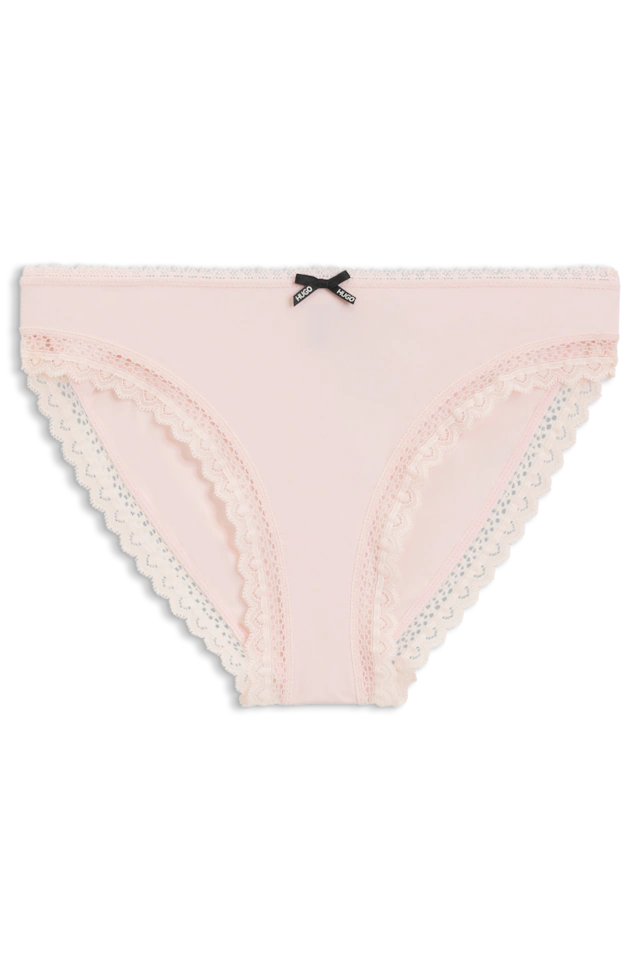 HUGO Underwear Slip mit Spitzenbesatz, mittlere Bundhöhe, Microfaserqualität