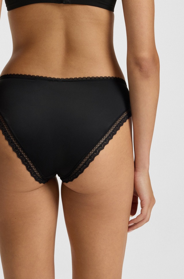 HUGO Underwear Slip mit Spitzenbesatz, mittlere Bundhöhe, Microfaserqualität