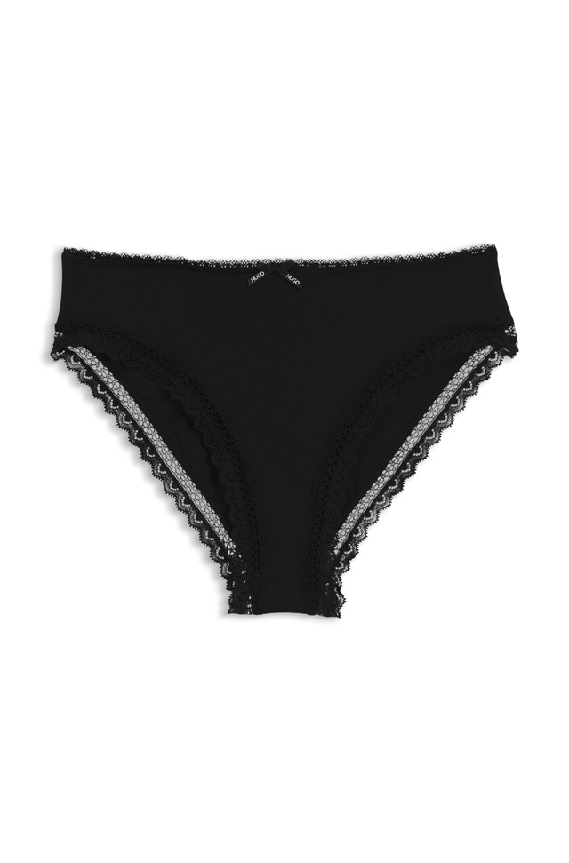 HUGO Underwear Slip mit Spitzenbesatz, mittlere Bundhöhe, Microfaserqualität