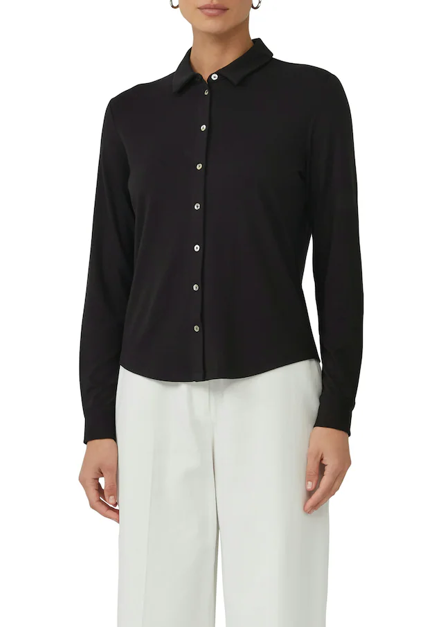 s.Oliver BLACK LABEL Hemdbluse mit Perlmuttknöpfen