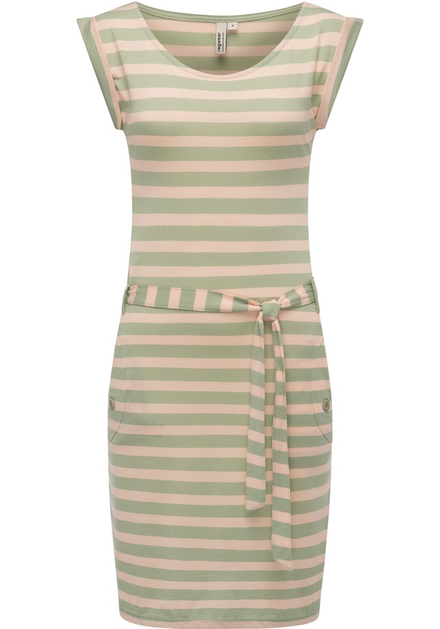 Ragwear Sommerkleid »Tagg Stripes« Eingrifftaschen gestreiftes Damen Minikleid mit Taillenband und Taschen