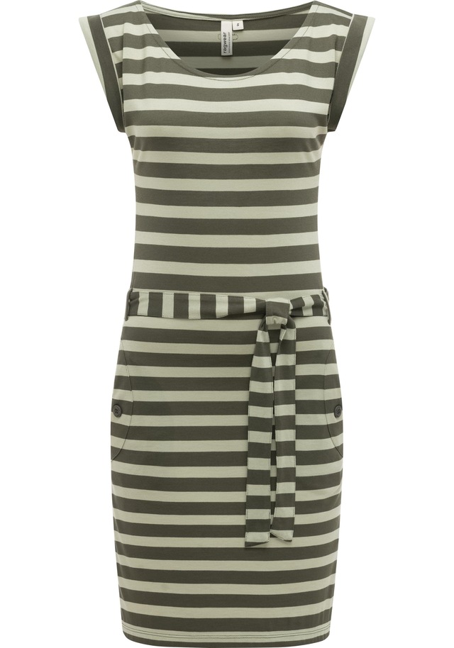 Ragwear Sommerkleid »Tagg Stripes« Eingrifftaschen gestreiftes Damen Minikleid mit Taillenband und Taschen